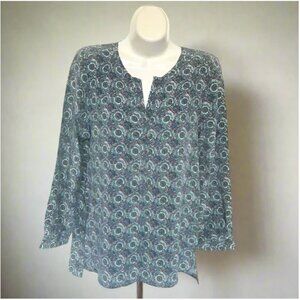 Joie Silk Blouse Womens XS Blue Vneck Long Sleeve Floral Lightweight Top Relaxed